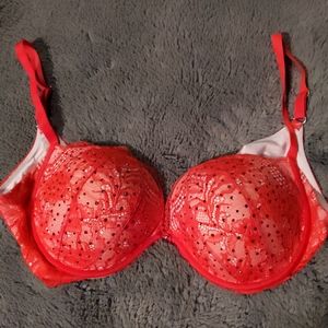 Victoria's Secret Red Crystal Plunge Bra 38D